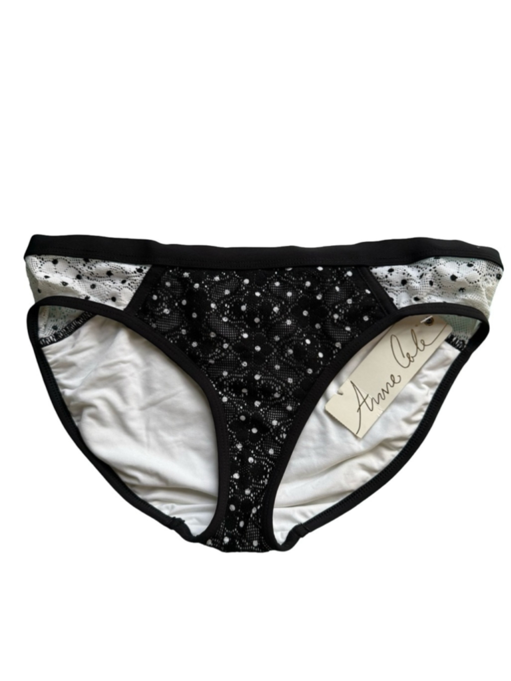 Anne Cole Black & White Crochet Lavender Bikini Bottom Size S NWT Beach